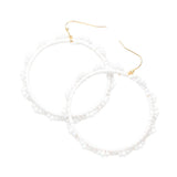Beaded Pointed Raffia Wrapped Open Circle Dangle Earrings