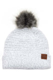 C.C Solid Boucle Yarn Beanie Hat With Pom
