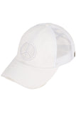 C.C Women's Peace Sign Distressed Ponytail Cap