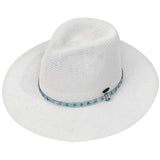 C.C Rhinestone Bugle Bead Trim Panama Hat