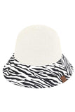 C.C Zebra Print Cloche Straw Bucket Hat
