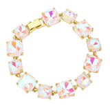 Women's Cushion Square Stone Link Evening Bracelet