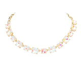 Women's Cushion Square Stone Link Evening Necklace