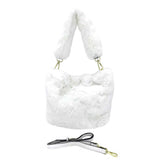 Fashionable Solid Faux Fur Tote Crossbody Bag