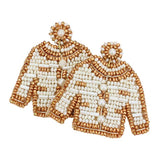Felt Back Pearl Seed Beaded Top Dangle Earrings