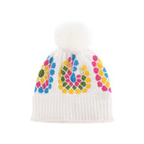 Flower Pattern Pom C.C Beanie