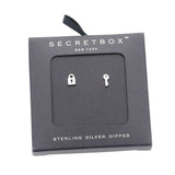 Secret Box Sterling Silver Dipped Key & Lock Stud Earrings