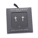 Sterling Silver Dipped CZ Cross Stud Earrings
