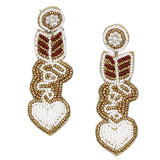 Heart Arrow With Love Seed Bead Earrings