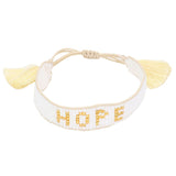 Hope Message Beaded Tassel Cinch Bracelet