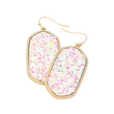 Sparkly Hexagon Frame Dangle Earrings