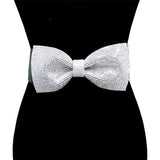 Rhinestone Pave Crystal Embellished Bow Detail Glamorous Elastic Stretch Belt