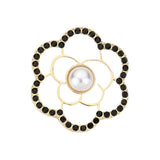 Pearl Centered Camellia Flower Pin Brooch