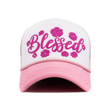 BLESSED Letter Foam Trucker Hat Mesh Cap