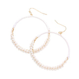 Raffia Faceted Bead Wrapped Open Metal Circle Earrings