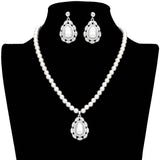Rhinestone Embellished Teardrop Pearl Accented Necklace