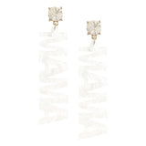 Round Stone Celluloid Acetate MAMA Message Link Dangle Earrings