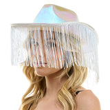 Shiny Western Cowboy Hat with Fringe