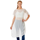 Solid Color Half Ruffled Cover Up Poncho