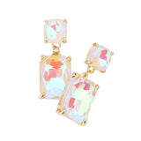 Women's Square Rectangle Link Dangle Evening Earrings