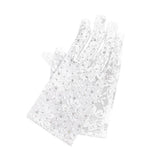 Stone Embellished Floral Lace Dressy Wedding Gloves