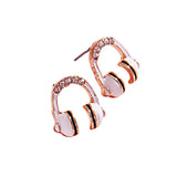 Stone Paved Enamel Headphone Stud Earrings