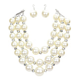 Triple Layered Chunky Pearl Necklace