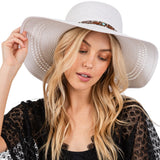 Wide Brim Straw Sun Hat with Evil Eye and Multi Design Band