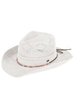 C.C Beaded Charm Trim Woven Cowboy Hat