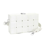Faux Leather Woven Square Box Crossbody Bag