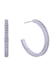14K Daily CZ Pave Hoop Post Earring