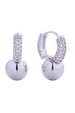14K Ball Drop Pave CZ Huggie Earrings