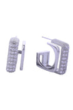 14K Bold Square Pave CZ Post Earring