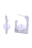14K Chic Square Pearl Post Earrings