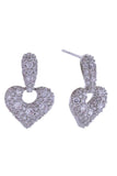 14K Cluster CZ Heart Drop Post Earrings