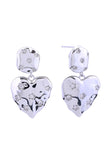 14K Crinkle Heart Pave CZ Post Earring