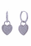 14K Crystal Heart Drop Huggie Earring