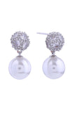 14K Crystal Top Pearl Drop Post Earrings