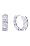 14K Huggie Hoop Cz Paved Earring
