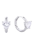 14K Dipped Huggie Hoop Cz Paved Heart Stone Earring