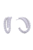 14K Duo Swirl Pave CZ Hoop Earrings