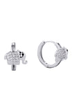 14K Elephant Shape Huggie Hoop Cz Paved Earring