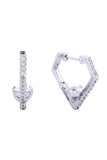 14K Gold/White Dipped Huggie Earring Cz Paved