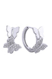 14K Gold/White Dipped Huggie Hoop Cz Paved Earring