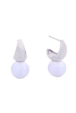 14K Gold/White Dipped Pearl Moon Post Earrings