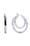 Luxurious 14K Gold/White Dipped Pin Catch Hoop Earring