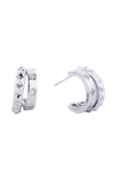 14K Gold/White Dipped Post Earring Cz Paved