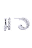 14K Gold/White Dipped Post Hoop Cz Paved Earring