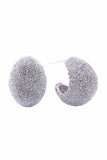 14K Grain Texture Crescent Post Earrings