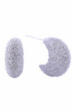 14K Grain Texture Moon Post Earrings